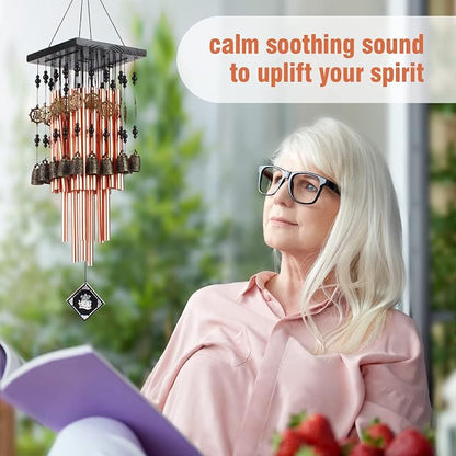 Wind Chimes for Outside, 30" Memorial Wind Chimes with 28 Pieces Tubes and 16 Copper Bell for Garden, Patio,Window Hanging Decoration, Bronze Memorial Sympathy Gifts for Mom