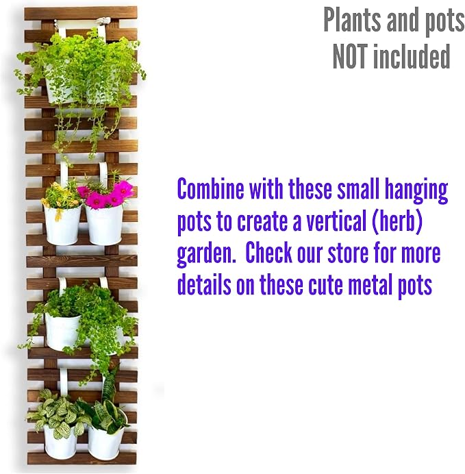 ShopLaLa Wall Planter for Climbing Plants Outdoor (150cm) Hanging Planters | Wooden Living Vertical Garden Outdoor Indoor Plant Stand Large Tall Long Ladder Vinyl Plant Hanger for Hanging Flower Pots