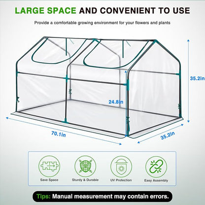 Yesker Mini Greenhouse 71"x36"x36" Portable Small Green House for Indoor Outdoor Greenhouses with PVC Cover Compact Greenhouses Kit for Winter Gardening Balcony Patio Outside Backyard Plant Protection