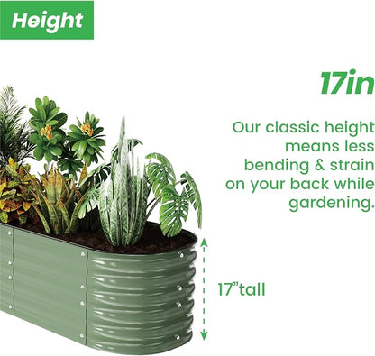 Raised Garden Bed Kit 8×2×1.4 FT Magnesium-Aluminum-Zinc Stainless Steel Metal Planter Box for Planting Outdoor Plants Vegetables (Light Green)