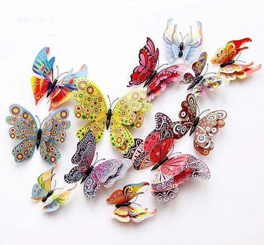 OPSEAM Butterfly Wall Decor 24/48 PCS, 3D Butterflies Stickers for Party Decorations with Magnets (Circl, 24)