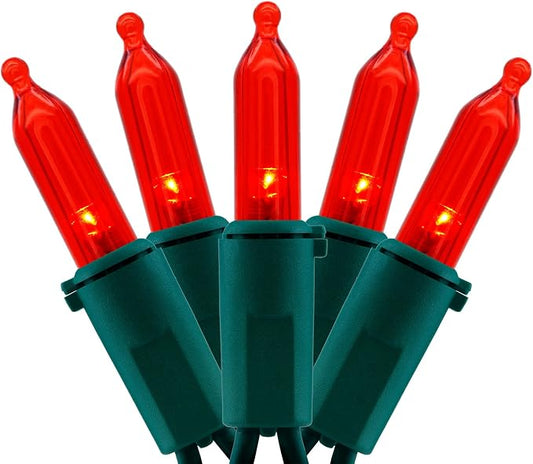 YULETIME 200 Red LED Christmas Lights, 66 ft Green Wire UL String Light | Stay Lit, End-to-End Connectable, UL Certified, Commercial Grade, 1-Strand 200 Lights, 4" Spacing