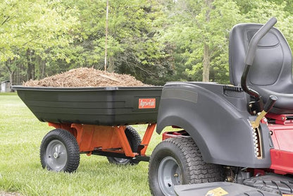Agri-Fab 45-0533 650 lbs Tow Behind Poly Dump Cart, 10 CU. FT.; Lawn & Garden Cart/Trailer for Lawn Mowers, 16" Pneumatics Tires, Easy to Use Foot Pedal Dumping Lever