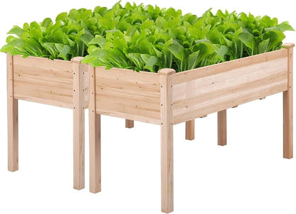 Topeakmart Wooden Garden Planter Boxes 48 X 23 X 30in Elevated Raised Garden Bed Outdoor with Legs Wooden Gardening Box for Flower/Vegetable/Herb/Tomato/Backyard/Patio, 2pcs