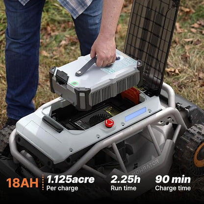 Mowrator S1 4WD 18Ah Remote Control Lawn Mower with Grip Tread Tires, All-Season Yard Care, 119% (50°) Slope Climbing, with Leaf Shredding Vacuum, 21" Width, 1.5–4.3" Cutting Height, Up to 1.12 Acres