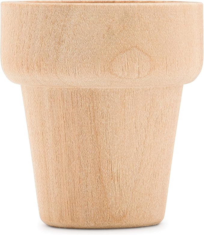 Woodpeckers Small Wooden Flower Pot 1-1/6 x 1-inch, Pack of 12 1 inch Mini Pots, 1 Flower Pots to Paint & Plant