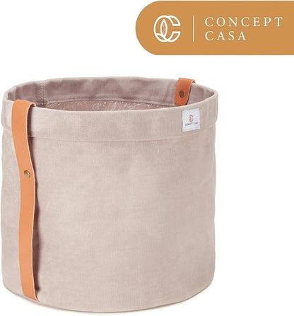 Extra Large Waxed Canvas Planter – 10" Stone Gray Fabric Pot Cover for Indoor/Outdoor Plants, Hanging Basket & Floor Plant Holder, Handmade Decorative Plant Container