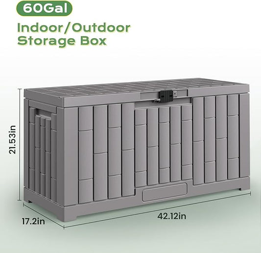 Jocoevol Deck Box 60 Gal, UV Resistant & Waterproof Outdoor Storage Box with Lock, Easy Assemble Storage Bins Container for Pool Patio Garden