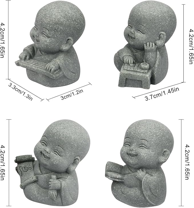 Buddha Statue for Home Decor - 2 Inch Sandstone Figurines for Spiritual Decor, Feng Shui, Zen Garden, Car Dashboard, Office Desk, Home & Garden Decor with Blessing Amulet