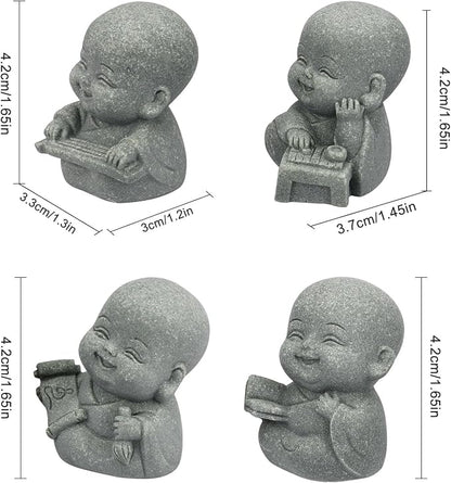 Buddha Statue for Home Decor - 2 Inch Sandstone Figurines for Spiritual Decor, Feng Shui, Zen Garden, Car Dashboard, Office Desk, Home & Garden Decor with Blessing Amulet