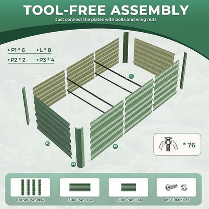 6x3x1.5ft Galvanized Raised Garden Bed, Metal Planter Box for Outdoor Planting Plants, Vegetables, Herbs, Above Ground Raised Garden Bed Kit for Gardening - Forest Green Rectangle