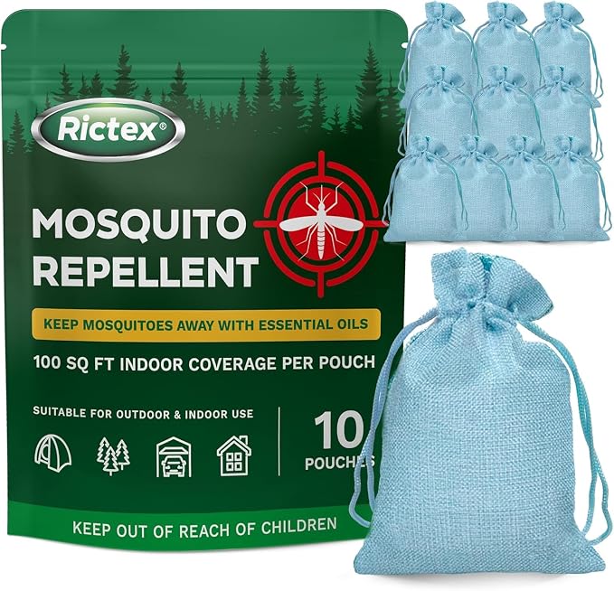 Mosquito Repellent Outdoor Patio & Yard: Natural Citronella & Peppermint Oil Pouches – Safe for Kids & Pets – Essential Oils Formula – Mosquitoes Repeller – Camping & Backyard
