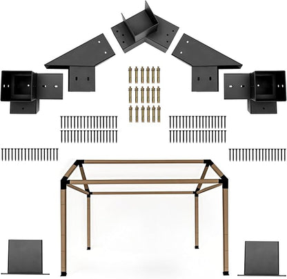 30° Slanted Pergola Whole-Set Kit for 4" x 4" Wood Pergola | Easy to Install, Weather - Resistant Bracket Kit for Carports, Gardens & More (14 Pcs)