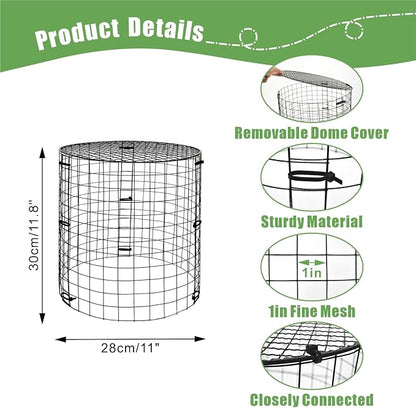 5 Packs Garden Plant Protectors from Animals,Metal Plant Cage Chicken Wire Cloche with Ground Stakes and Nylon Tie,Garden Plant Protectors for Flower Vegetable to Keep Animals Out-11.8"x 12.6"