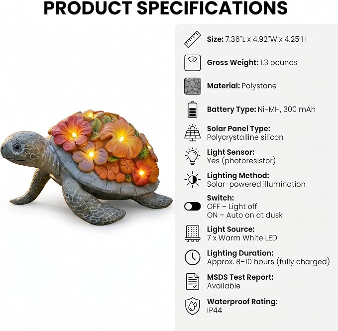 Lavezee Turtle Garden Decor for Outdoor,Yard, Lawn, Patio, Porch, Balcony Decoration, Turtle Statue Unique Birthday Housewarming Gifts for Women Men Mom Dad