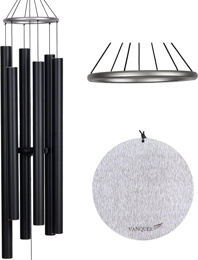 Extra Large Wind Chimes for Outside Deep Tone - 58'' Wind Chimes Outdoor Clearance, Deep Tone Chimes, Windchimes Outdoors, Memorial Wind Spinner, Sympathy Gift, Home Décor (Black)