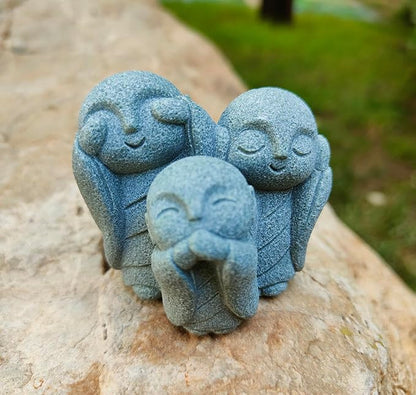 livelyfish Japanese Aquarium Monk Statue Zen Buddha Statues Asian Sandstone Sculpture for Wealth Good Luck Home Fish Tank Decor, F