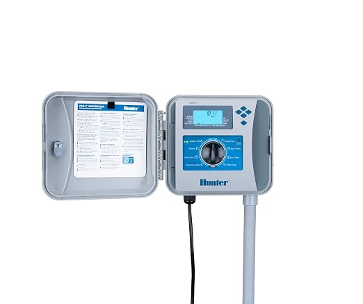 Hunter Pro-C Sprinkler Timer, 4-Zone Indoor/Outdoor Irrigation Controller | Indoor/outdoor 4-zone irrigation controller, Hydrawise compatible, WaterSense certified, expandable to 32 stations