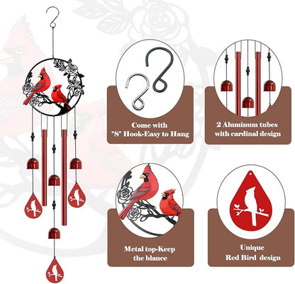 Wind Chimes for Outside Cardinal Wind Chimes Windchimes Outdoors Red Bird Wind Chime Cardinal Gifts for Women Mom Grandma Sisters