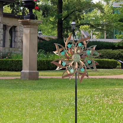 Viveta Metal Wind Spinners Outdoor,Vintage Kinetic Wind Spinner Garden Pinwheels with Metal Stake for Patio,Lawn,Garden,59 * 13.4 Inch
