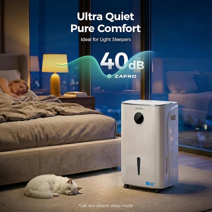ZAFRO 150 Pints Smart Dehumidifier with Drain Hose Up to 7500 Sq.Ft, 2.11 Gal Large Water Tank, Most Efficient Energy Star 6.0, WiFi Enabled, 6 Modes, Auto Humi, Basement Bedroom Bathroom Dehumidifier