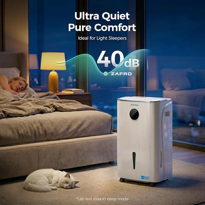 ZAFRO 150 Pints Smart Dehumidifier with Drain Hose Up to 7500 Sq.Ft, 2.11 Gal Large Water Tank, Most Efficient Energy Star 6.0, WiFi Enabled, 6 Modes, Auto Humi, Basement Bedroom Bathroom Dehumidifier