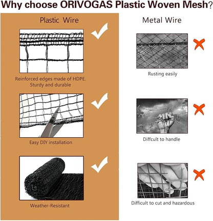 Deer Fence Netting,Plastic Mesh Fence 6.5x50ft,Reinforced Edges 55gsm Heavy Duty Animal Barrier,Ideal for Garden Netting,Against Bird,Temporary Fence,Fruit Plant Protection,Black