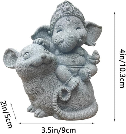 Small Elephant Statue Sandstone Figurine Hindu Meditation Buddha Sculpture for Fish Tank Aquarium Decoration (D)
