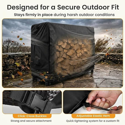 Heavy Duty Log Rack Cover - 4 Feet - Panther Series - Black