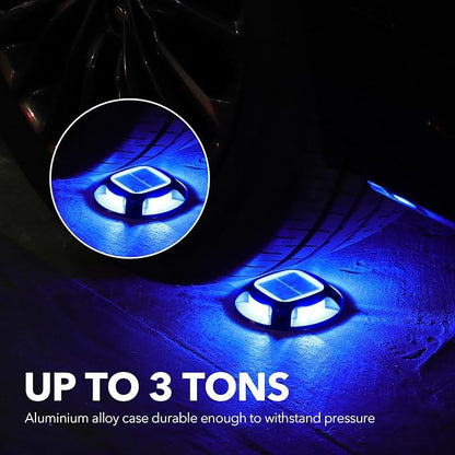 AGPTEK Solar Driveway Lights Outdoor 12 Pack, 2 Color Modes LED Deck Dock Marine Waterproof Security Marker Lights for Step Sidewalk Stair Garden Pathway Walkway Yard(Blue Light/Cool White, Black)