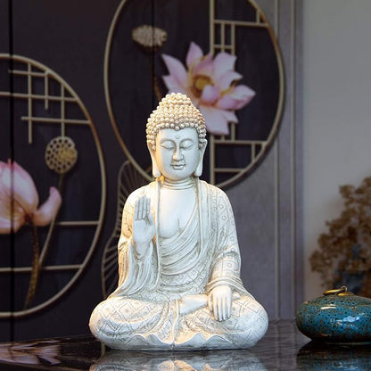 Leekung Buddha statue for home decor accents,laughing buddah statue for meditation zen garden spiritual room feng shui desk table yoga decor,small buda budda home decorations gifts antique ivory white