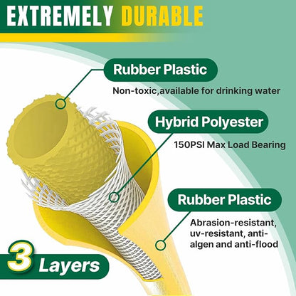 T TOVIA Garden Hose 100 ft x 5/8 in,All Weather Hybrid Water Hose,Lightweight,Kink Free.Flexible Garden Hose with 3/4'' Aluminum Fittings,Watering Equipment for Outdoor, Backyard, Lawn