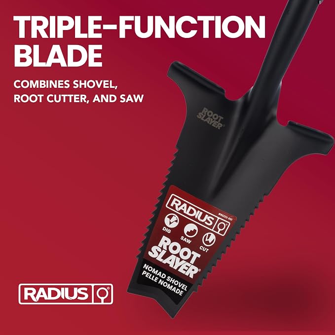 Root Slayer RS223 Nomad Garden Spade, Serrated Edge, Black