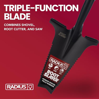 Root Slayer RS223 Nomad Garden Spade, Serrated Edge, Black