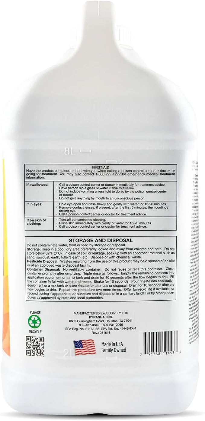 PYRANHA 1-10 HP Concentrate Refill 2.5 Gallon for 55 Gal Automatic Spray Systems - Barn Indoor Fly Control | Repels Horn, Deer, Horse, Stable, & Face Flies, Midge