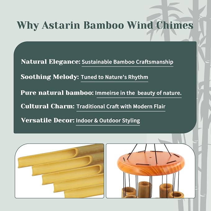 Bamboo Wind Chimes Outdoor,Tree of Life Wooden Wind Chimes for Outside with Melody Deep Tone,36" Classic Zen Garden Windchime for Relaxation, Grace.Home Décor for Patio, Garden or Indoor