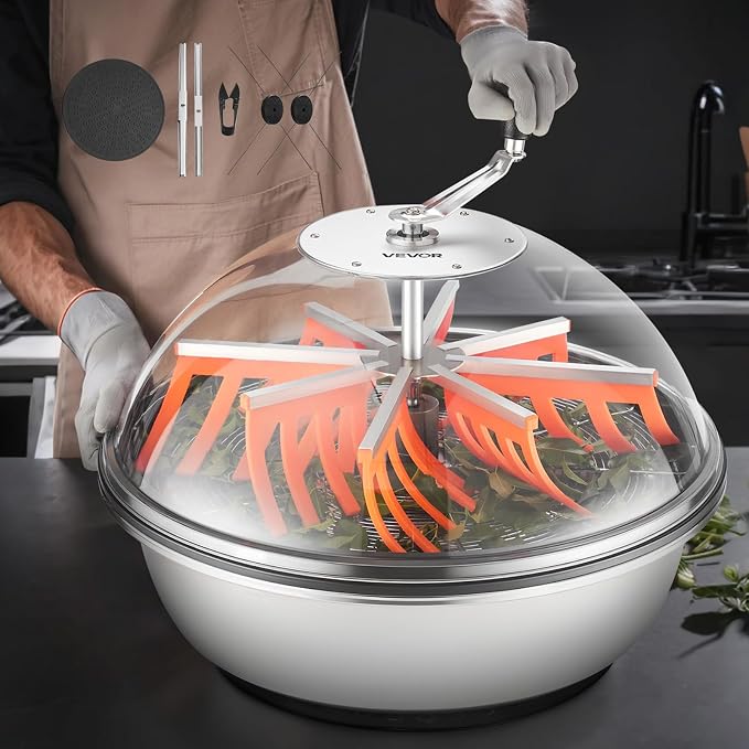 VEVOR Bud Leaf Bowl Trimmer 24", Spin Cutting Machine with Clear Visibility Dome, Sharp Stainless Steel Blades, Wet & Dry Trimming for Buds, Leaves, Hydroponics, Solid Metal Gear Box, and Hand Pruner