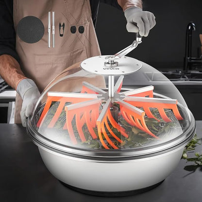 VEVOR Bud Leaf Bowl Trimmer 24", Spin Cutting Machine with Clear Visibility Dome, Sharp Stainless Steel Blades, Wet & Dry Trimming for Buds, Leaves, Hydroponics, Solid Metal Gear Box, and Hand Pruner