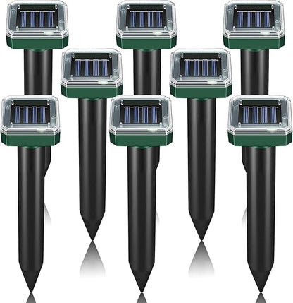 Mole Repellent Solar Powered 8 Pack Sonic Mole Deterrent Spikes, Snake Gopher Vole Repellent for Lawn Garden & Yard Gopher Deterrent, Groundhog Repellent