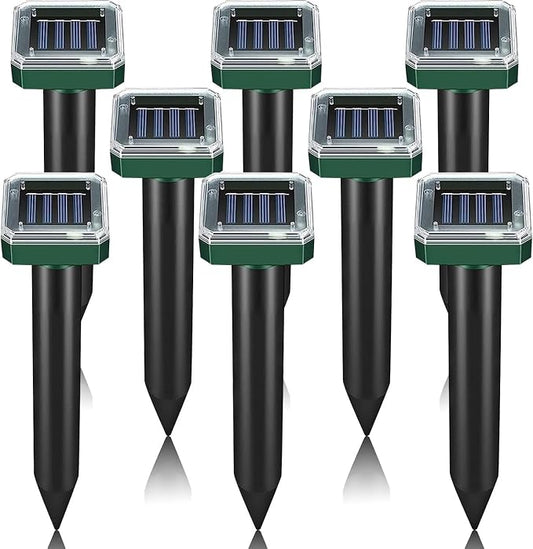 Mole Repellent Solar Powered 8 Pack Sonic Mole Deterrent Spikes, Snake Gopher Vole Repellent for Lawn Garden & Yard Gopher Deterrent, Groundhog Repellent