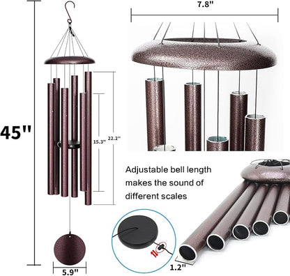 FDOCOI 45'' Large Wind Chimes for Outside with Deep Tone, Wind Chimes Outdoor Garden & Patio Hanging Décor, Sympathy Gifts. Bronze