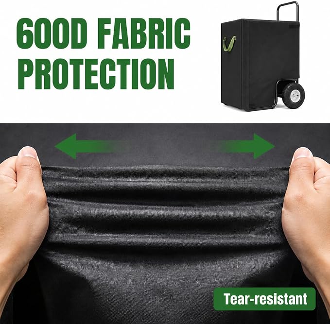 Firewood Cart Cover, 600D Oxford Waterproof Log Cart Cover Replacement with Zipper and Hook & Loop Fasteners, Weather Resistant Protector for Rolling Firewood Rack Indoor Outdoor