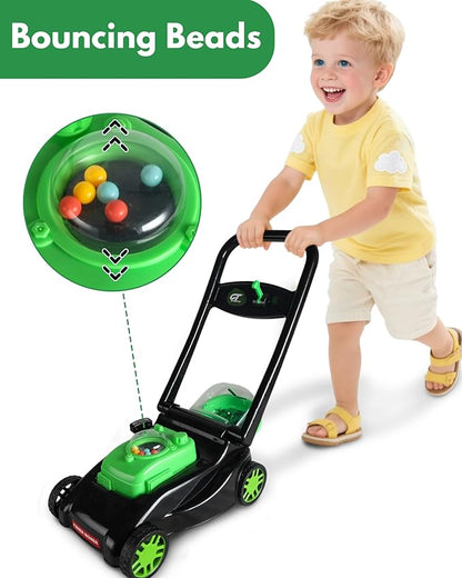 Kids Lawn Mower with Realistic Grass-Cutting Action and Sounds – No Batteries Required | Fun Outdoor Push Toy, Birthday Gift & Holiday Present for 3, 4, 5, 6Year Old Boys and Girls (Black)