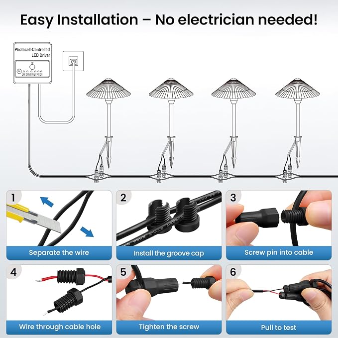 ZZXX All-in-One Low Voltage Landscape Lighting Kit 12-Pathway Lights with 96W Transformer, 5W LED Landscape Lighting Low Voltage 12-24V,IP66 Waterproof Outdoor Lights 2700K for Yard Patio Walkway