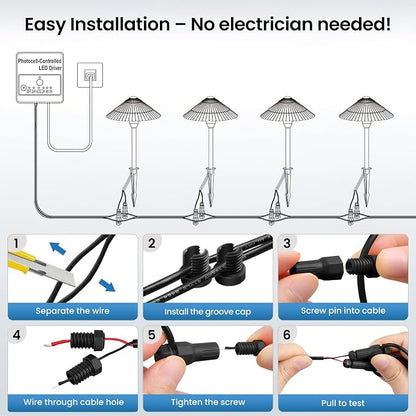 ZZXX All-in-One Low Voltage Landscape Lighting Kit 8-Pathway Lights with 96W Transformer, 5W Dusk to Dawn Outdoor Lighting, IP66 Waterproof LED Landscape Lights, Outdoor Lights 2700K for Yard Patio