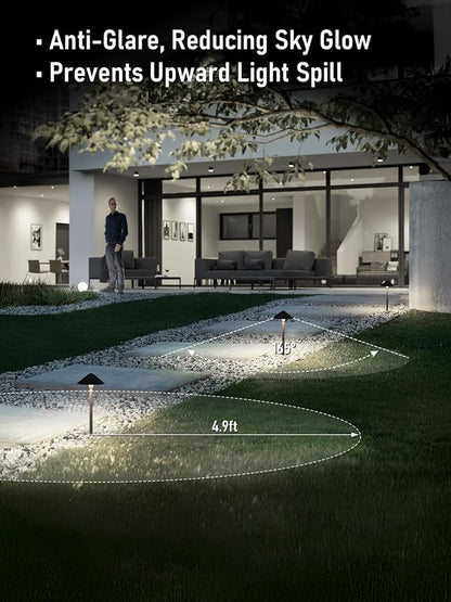 LEONLITE 12-Pack LED Low Voltage Landscape Path Lights, 12-24V AC/DC, 5000K | 3W 120LM, CRI90, ETL Listed, Cast Aluminum, Wet Location, Daylight, Wired Pathway Lights, for Yard Lawn