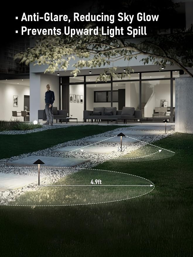 LEONLITE 4-Pack LED Low Voltage Landscape Path Lights, 12-24V AC/DC, 5000K | 3W 120LM, CRI90, ETL Listed, Cast Aluminum, Wet Location, Daylight, Wired Pathway Lights, for Yard Lawn