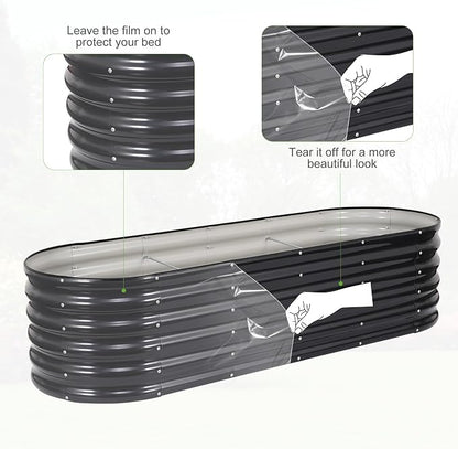 Galvanized Raised Garden Bed Outdoor- Raised Beds for Gardening| Metal Planter Box, Steel Raised Garden Bed Kit with Safety Edging and Gloves for Vegetables, Flower, Herbs (6x2x1.4FT, Gray)