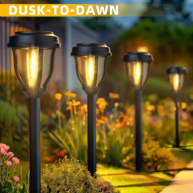 DERAYSION 6 Pack Solar Lights Outdoor, Solar Pathway Lights Waterproof Garden Landscape Lighting for Path, Yard, Walkway, Driveway Decor- 6 Pack Warm White | Solar Lights Outdoor Waterproof LED Garden Lights Outdoor Solar Lights for Yard Landscape Path...