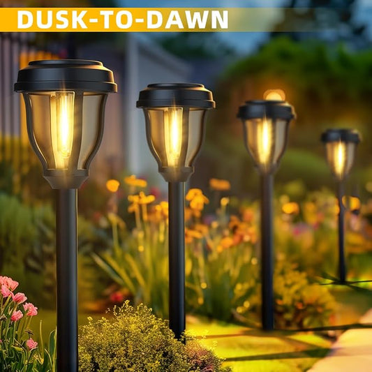 DERAYSION 6 Pack Solar Lights Outdoor, Solar Pathway Lights Waterproof Garden Landscape Lighting for Path, Yard, Walkway, Driveway Decor- 6 Pack Warm White | Solar Lights Outdoor Waterproof LED Garden Lights Outdoor Solar Lights for Yard Landscape Path...